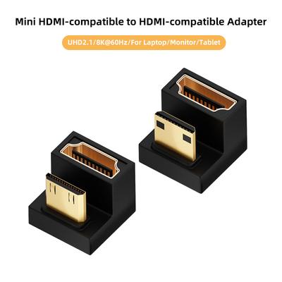 Mini-HDMI-kompatibler Stecker auf HDMI-kompatibler Buchse Adapter UP Down Winkel 180 Grad 8K@60Hz 2.1 Buchse Verlängerungskonverter