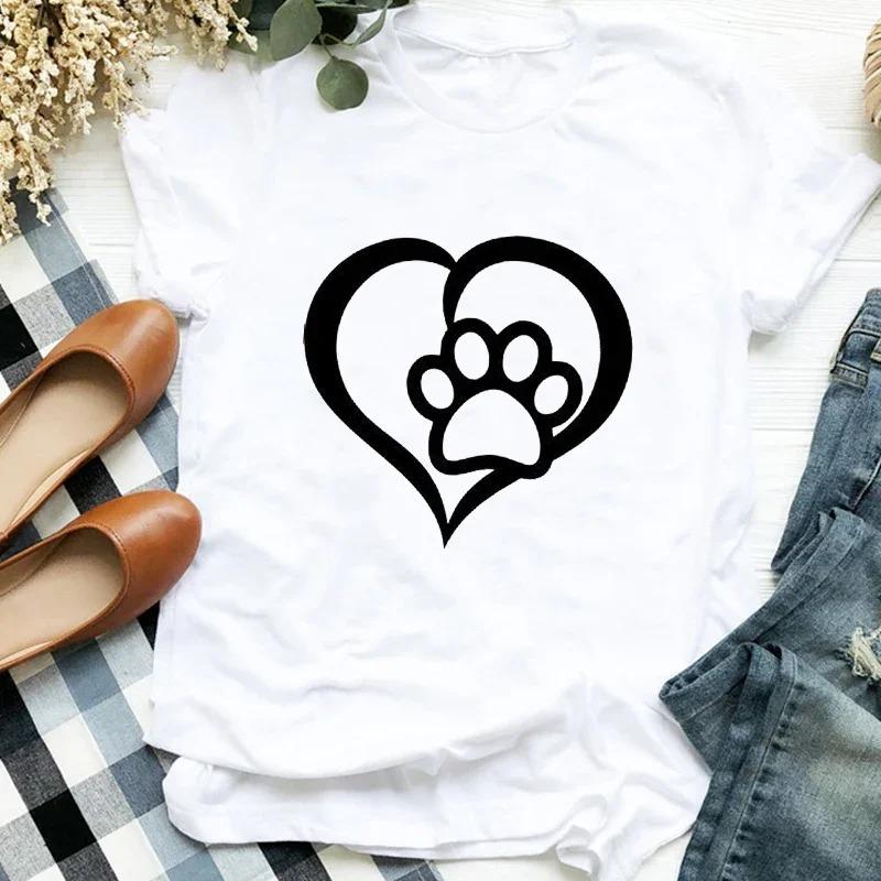 Women Graphic HuUnisex and Dogs Paws Cartoon Fashion Aesthetic Animal Short Sleeve Print FeUnisex Clothes Tops Tees Tshirt TShirts