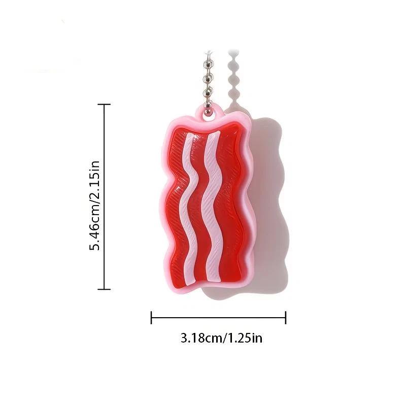 Cute 3D Printed Bacon Fidget Clicker Keychain Lightweight Anti-Anxiety Toy Pendant for Backpack Daily Decoration