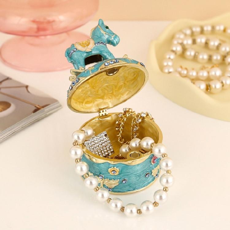 Vintage Style Tiny Horse Ornamental Container With Hand Painted Details Suits Bedroom Decors Jewelry Organizers
