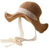 New lace strap straw hat girl summer small fresh sweet fairy straw bucket hat shade