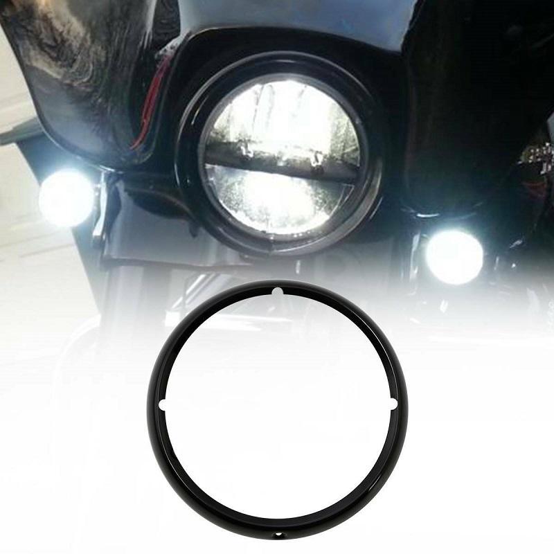 Motorcycle 7 Inch Headlights Trim Ring Chrome Black Round Headlamp Housing Accessories Fit For Harley Davidson Touring Road King