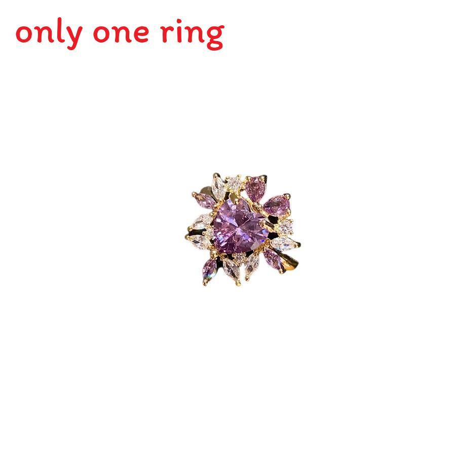 Gold Plated Floral Open Ring With Zircon For Elegant Women Accessories