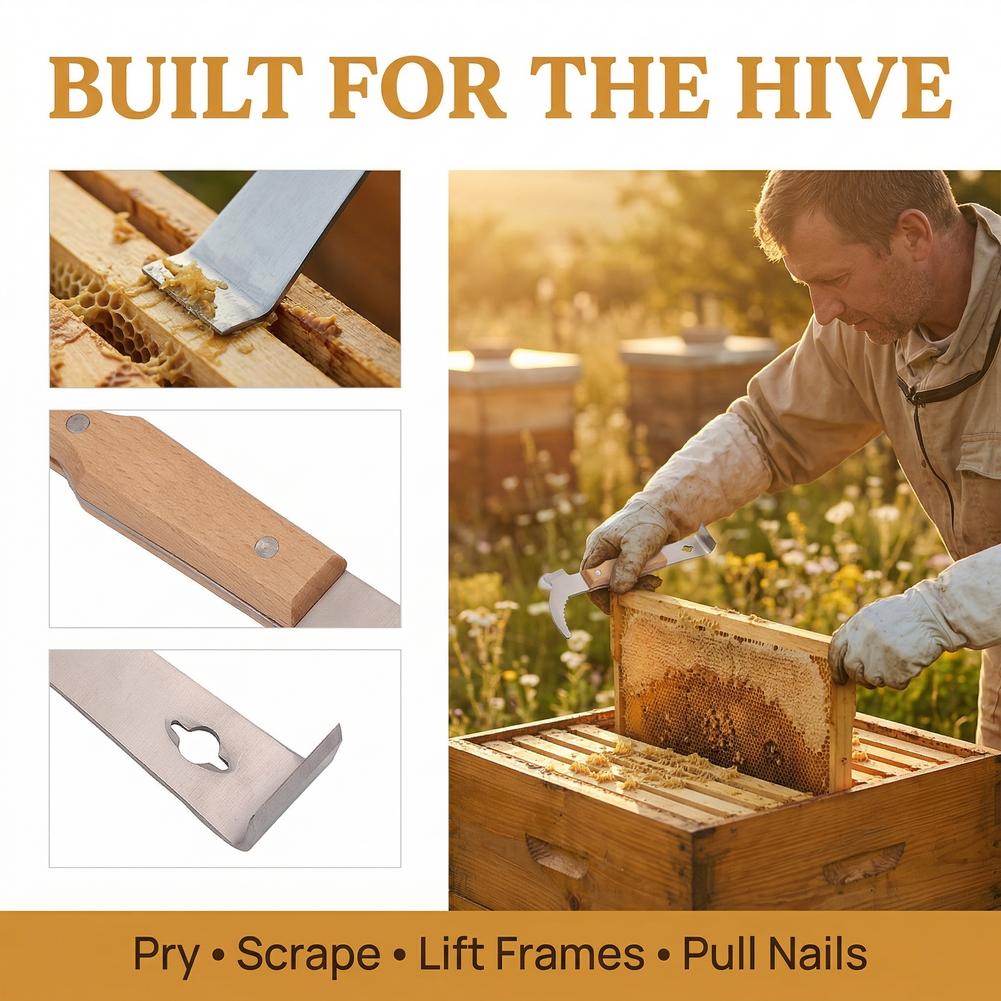 Bee Hive Hook Scraper Multifunctional Beekeeping Hive Tool Hive Scraper J Type Honey Scraper For Beekeeper Supplies Equipment