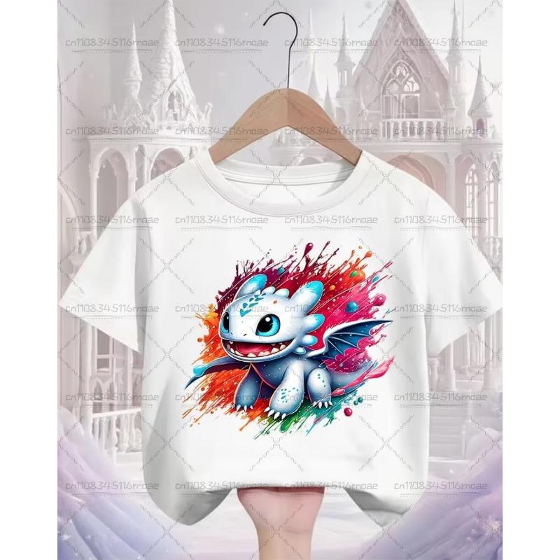 Summer Cute Toothless Cartoon Cotton T-shirt for Boys and Girls Fashionable Street Hot Casual Round Neck for Children