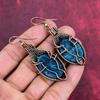 Neon Apatite Earring Copper Wire Wrapped Earring Dangle Earring Wire Wrap Gemstone Jewelry Handmade Earrings Copper Jewelry Gifts For Mother