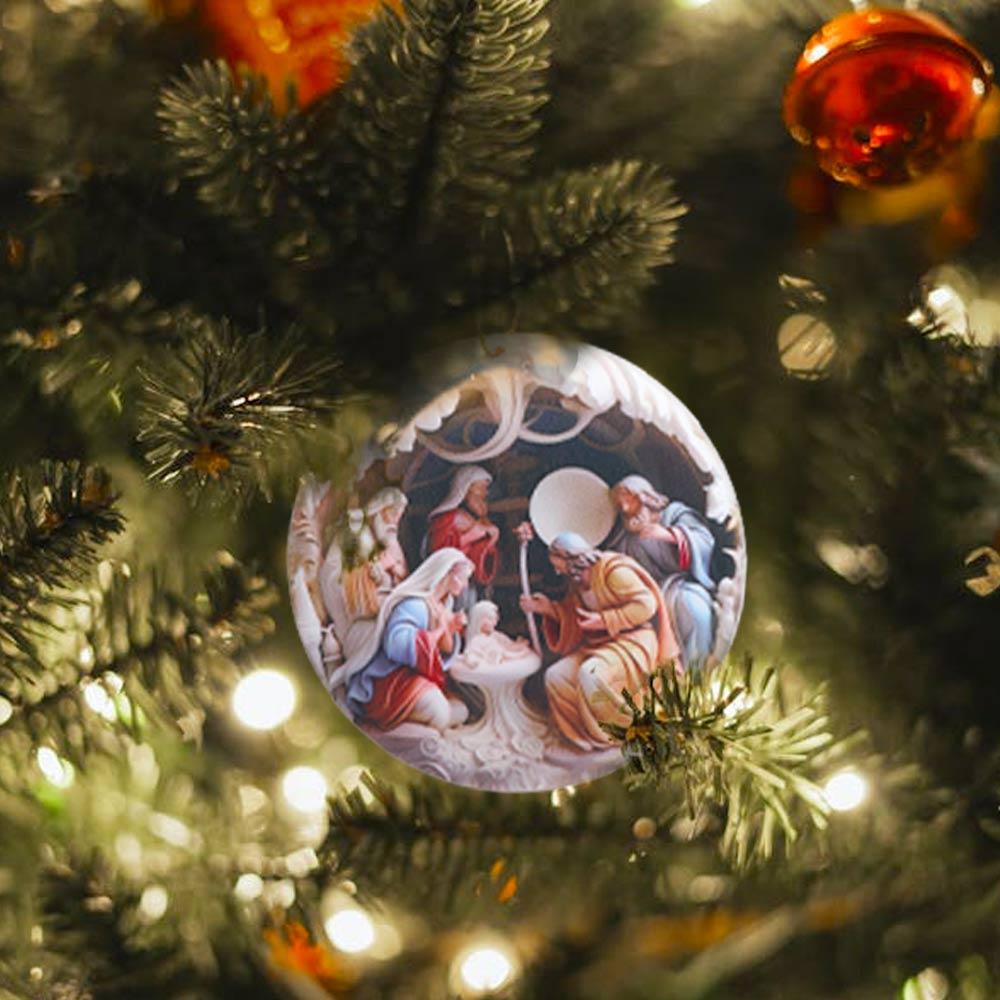 Acrylic Jesus Hanging Ornament Christmas Nativity Xmas Tree Pendants Acrylic Flat Ornaments  Winter