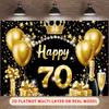 2D Schwarz & Gold 70. Geburtstag Kulisse, Königliche Krone Thema Geburtstag Fotografie Hintergrund
