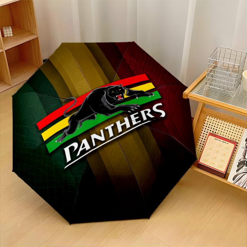 Penrith Panthers Print Auto 8?Ribs Folding Umbrella Wind Resistant Lightweight Automatic Umbrella For Daily Travel