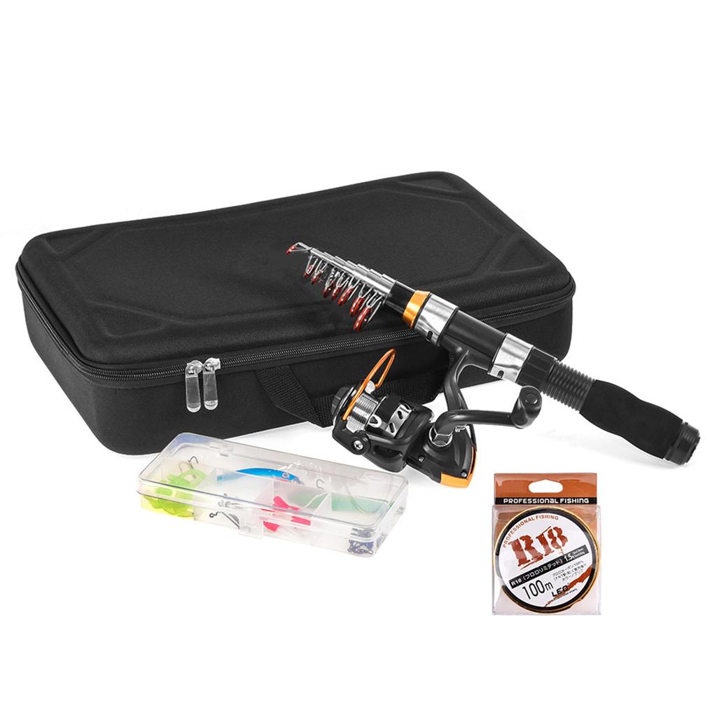 Portable Fishing Rod and Reel Combo Telescopic Fishing Rod Pole Reel Set Fishing Line Lures Hooks Barrel Swivels with