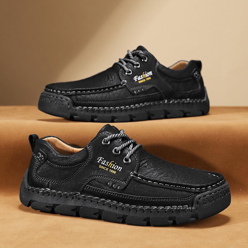 

Мужская кожаная повседневная обувь, трендовые туфли на шнуровке, удобные мужские оксфорды, свадебные кожаные туфли, мужские туфли на плоской подошве, размер 48 47 чёрный