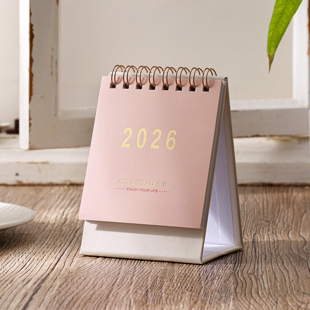 Thicken Mini Pink Desk Calendar 2026 2026 Simple Ins Tabletop Calendar Flip Monthly Notepad Schedule Planner Calendar Office Use