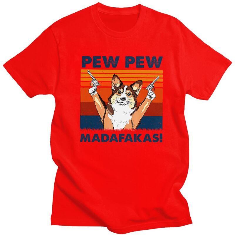 

Custom Vintage Pew Madafakas Corgi Dog T Shirts for Men Pure Cotton Tee Tops Tshirt Short Sleeve Fashion Tshirt S