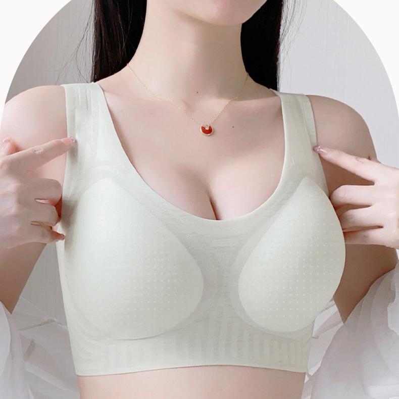 Nahtlose Einteilige Lingerie für Damen in Übergröße Dünner und Atmungsaktiver BH Anti-Hänge Faltbares Accessoire BH ohne Bügel