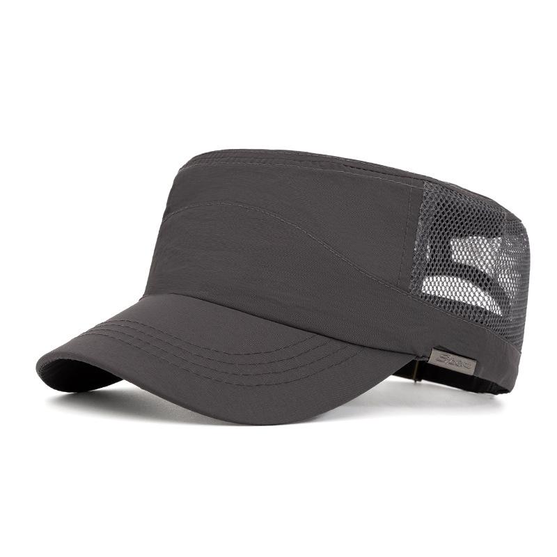 

Мужская летняя шляпа для отдыха на открытом воздухе, быстросохнущая сетчатая дышащая солнцезащитная плоская шляпа, кепка с козырьком темно-серого