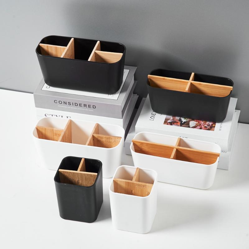 Toothbrush Holders For Bathrooms, Electric Tooth Brush Holder With Bamboo Dividers Toothpaste Organizer For Bathroom Countertop