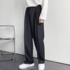 Button Zipper Fly Pockets Loose Korean Style Suit Pants Spring Autumn Mid-Waist Straight Wide Leg Casual Trousers