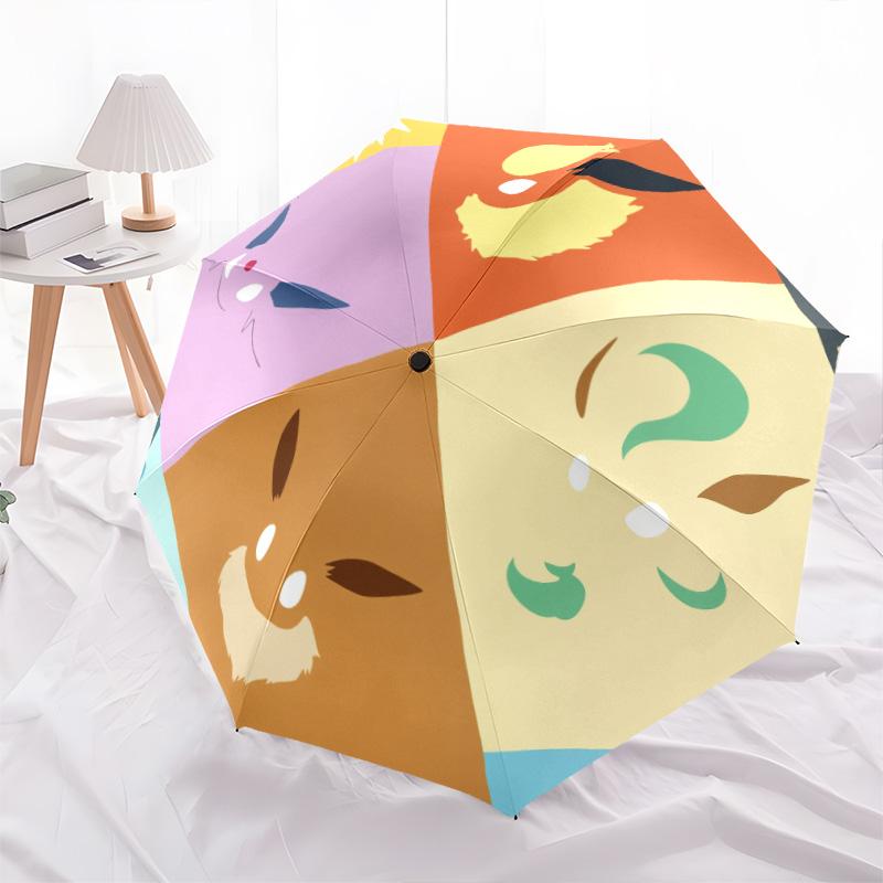 Pokémon Characters Pattern, Automatic Folding Umbrella, Portable and Foldable Design, 8 Ribs, a Christmas or Birthday Gift.