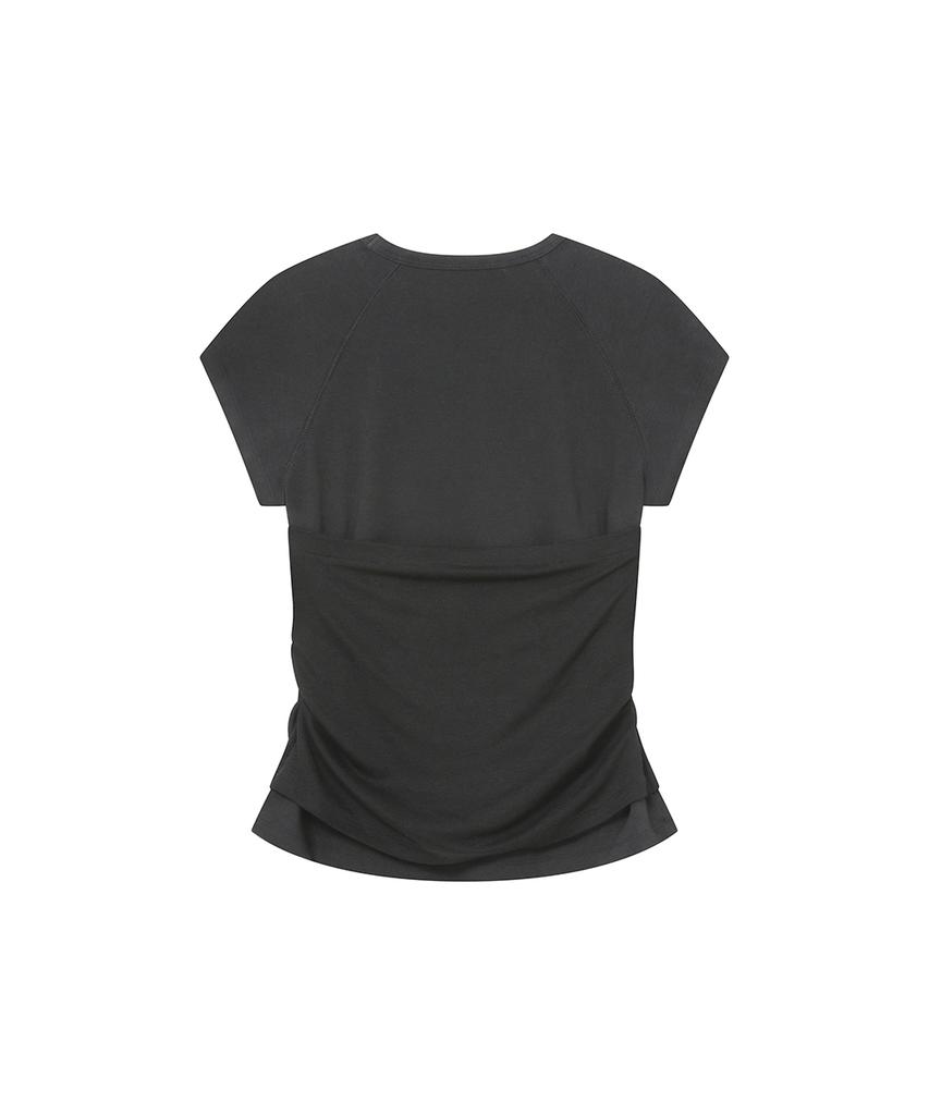 MISEKI SEOUL Hannah Button Layered Short Sleeve Charcoal