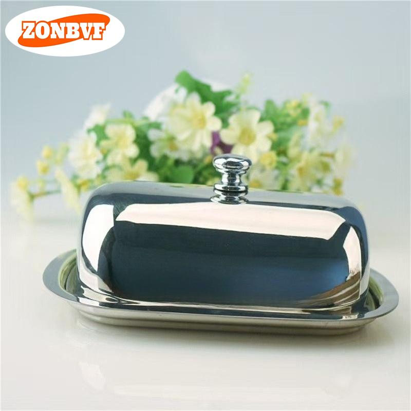 European Style Stainless Steel Butter Container Box Restaurant Sealed Storage Dishes Cheese Dish French Butter Tableware