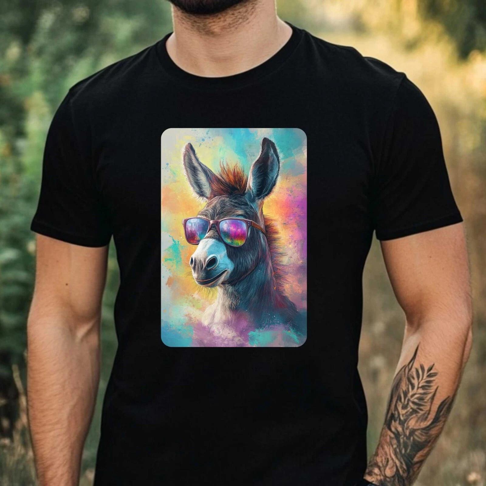 T-Shirt Herren Esel mit Sonnenbrille Motiv Baumwolle Größe XS bis 5XL M