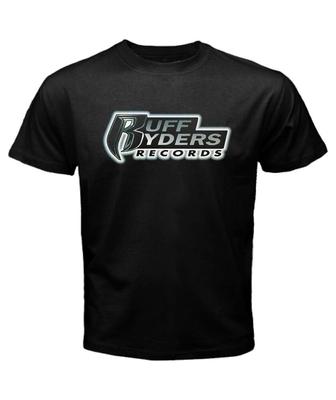 Ruff Ryders Hip Hop Plattenlabel Logo Reguler Fit Schwarze Unisex T-Shirts