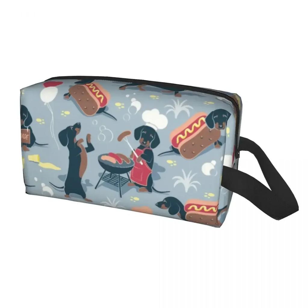 Custom Dachshund Toiletry Bag Women Badger Sausage the Wiener Dog Cosmetic Makeup Organizer Lady Beauty Storage Dopp Kit Case