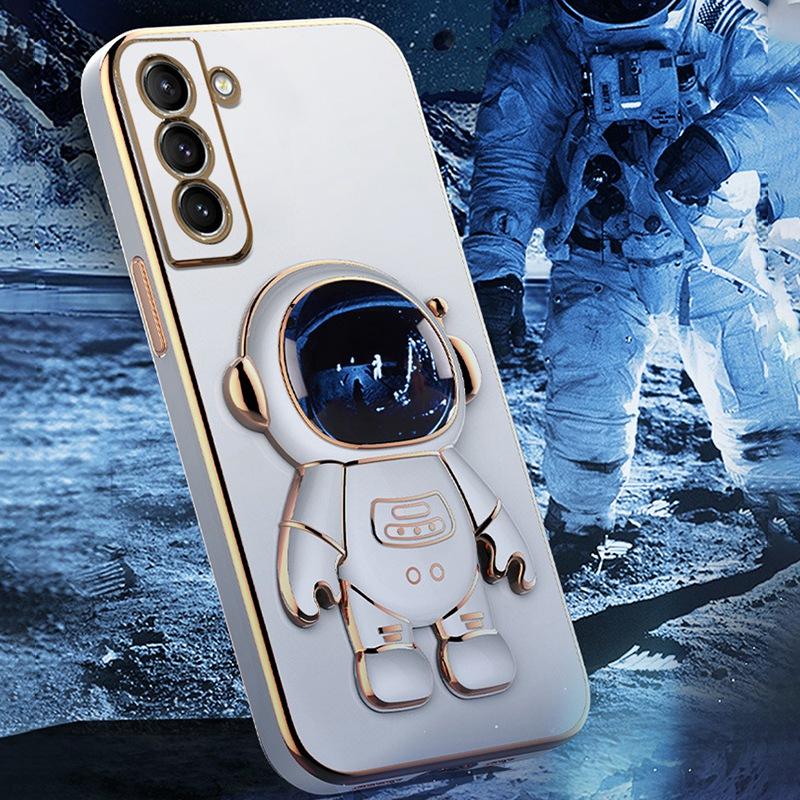 For Samsung Galaxy S23 Astronaut Phone Case Electroplating TPU Shockproof Cover