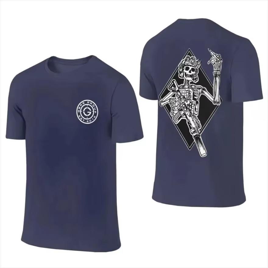 Summer Men's T-shirt Front Observation Group Men's double-sided T-shirt front and back Crazy cotton T-shirt