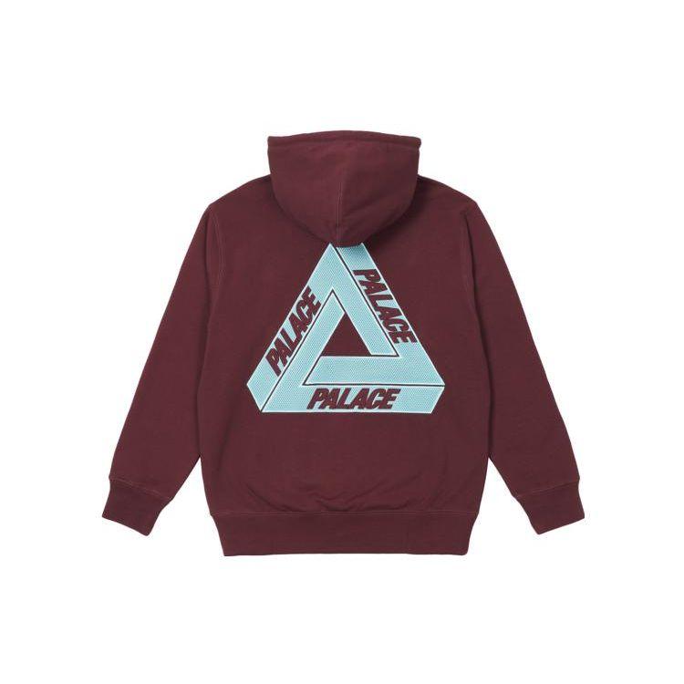 Palace Ss22 Tri-Mesh Hooded Sweatshirt With Solid Color Logo Print Unisex Hoodies Burgundy PLA-SS22-269