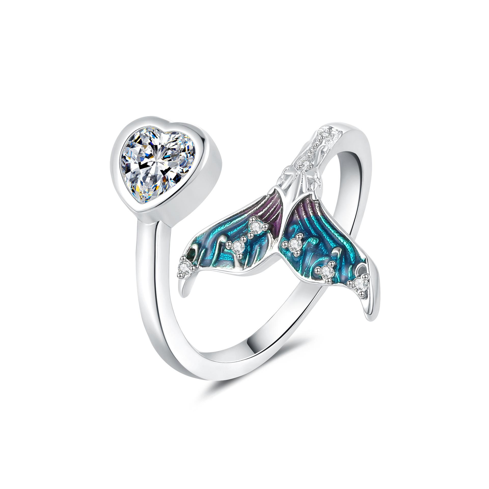 2026 Fishtail Ring Female Niche Unique Design Sweet Cool Wind Open Index Finger Ring Resizable