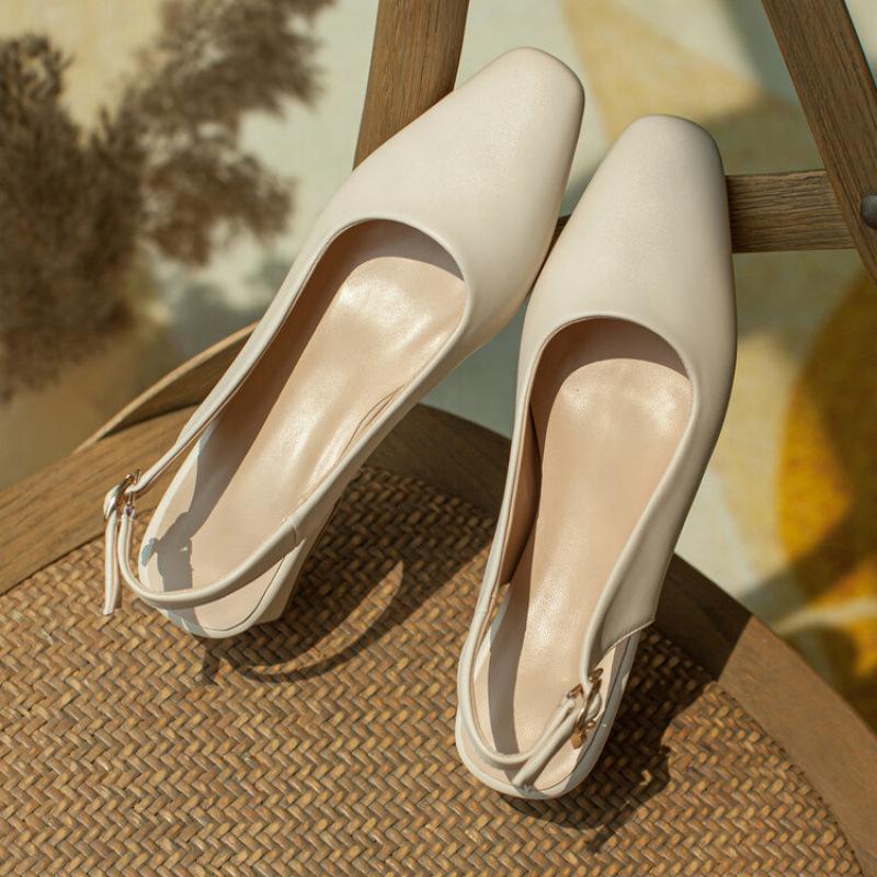 

New rear empty sandals women s summer women s bag head sandals casual solid color high heel sandals large size shoes rubber soft sole 39