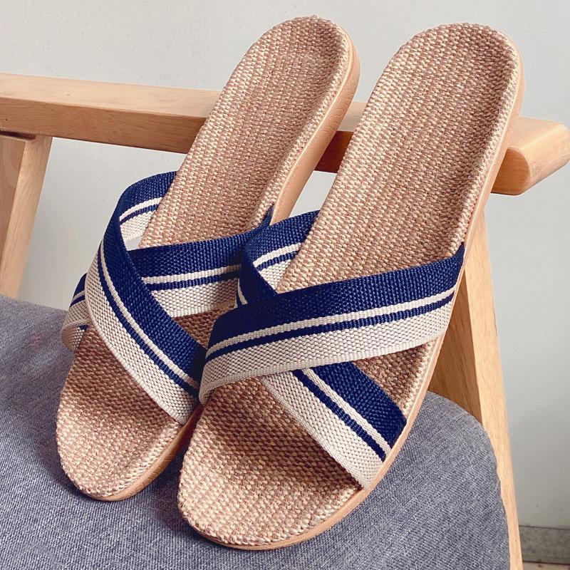Summer linen slippers women's home couple home indoor non-slip soft bottom household cotton and linen cool slippers men