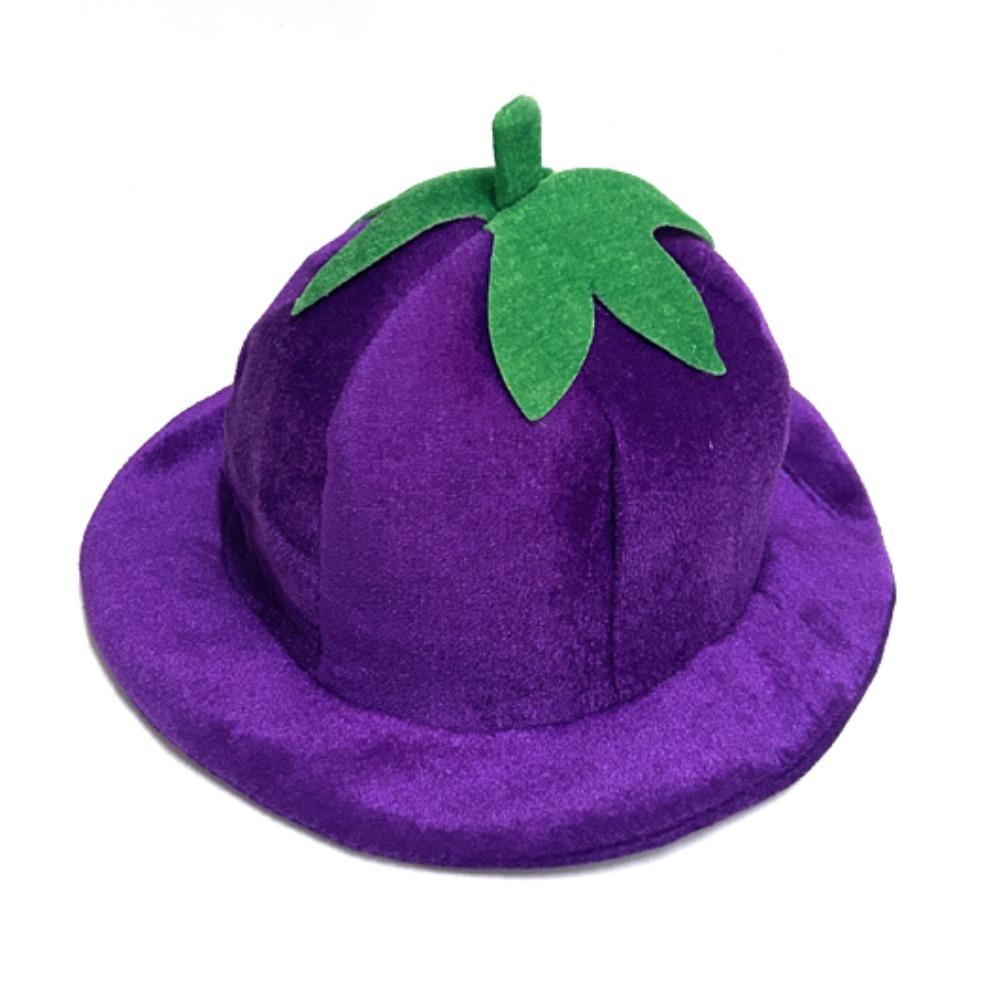 Comfortable Vegetable Headwear Creative Eggplant Party Headgear Plush Eggplant Hat Photo Props