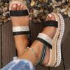 Fashion Comemore Large Size Wedges Roman Sandals Summer New Round Head Casual Buckle Strap Women's Shoes High Heels Thick Bottom Sandal