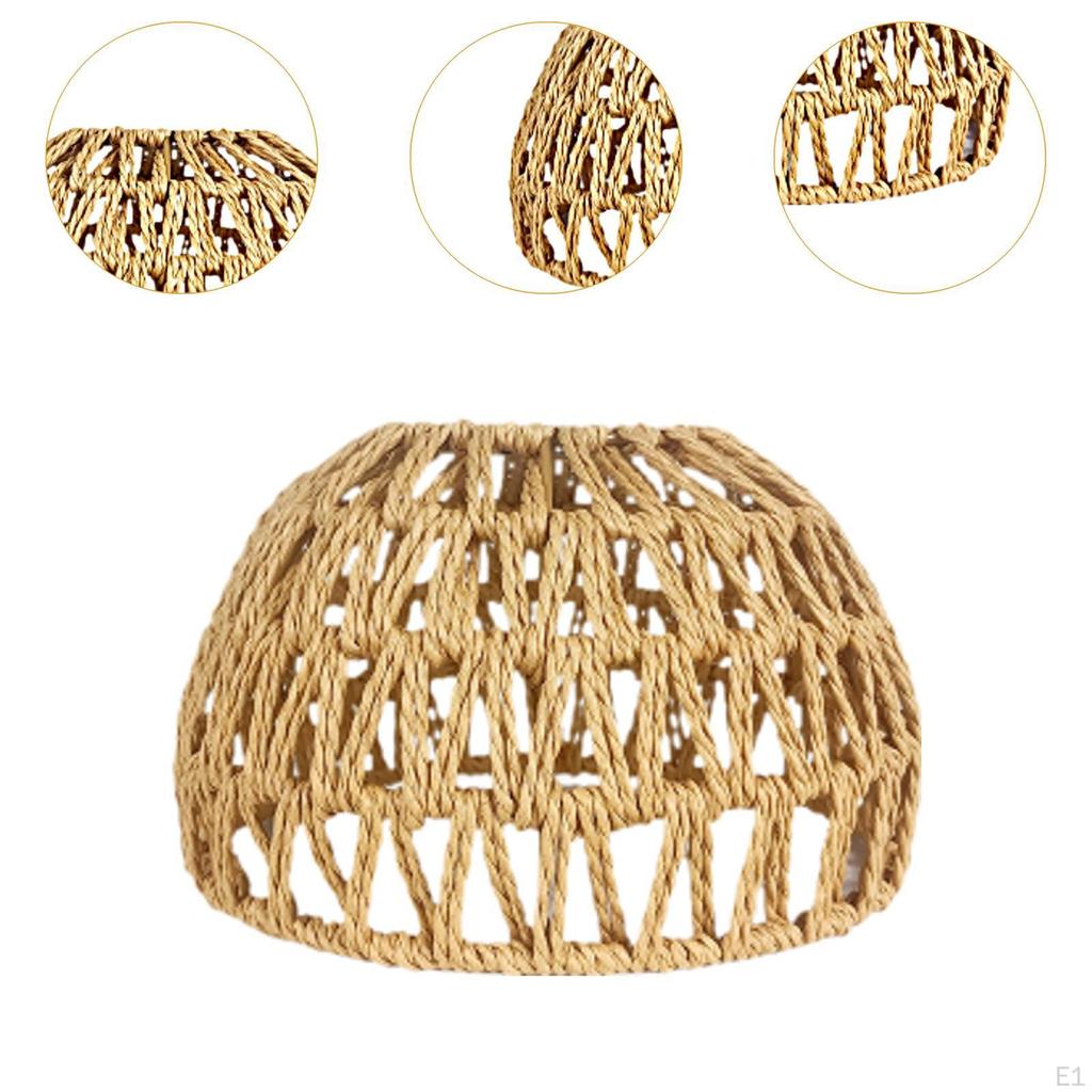 Paper Rope Woven Lampshade Ceiling Bulb Cover Lamp Guard for Cafe Kitchen Island Nursery