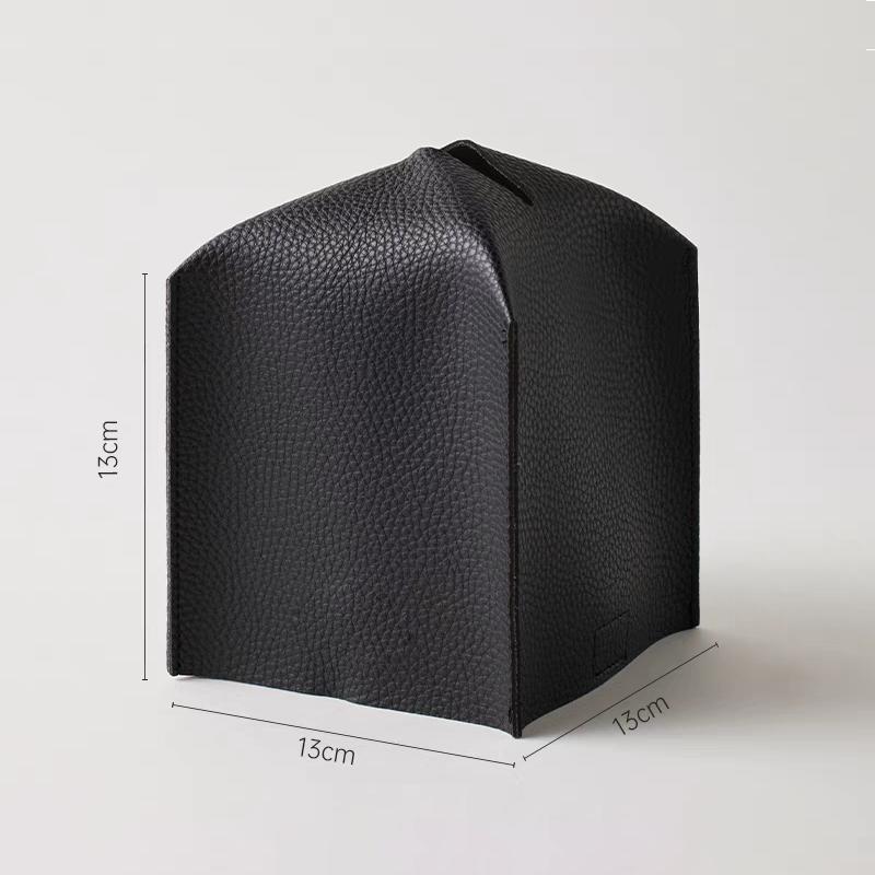 Tissue Box Cover Square Decorative PU Leather Holder Modern Tissue Case Facial Paper Organizer Dispenser For Bathroom Countertop