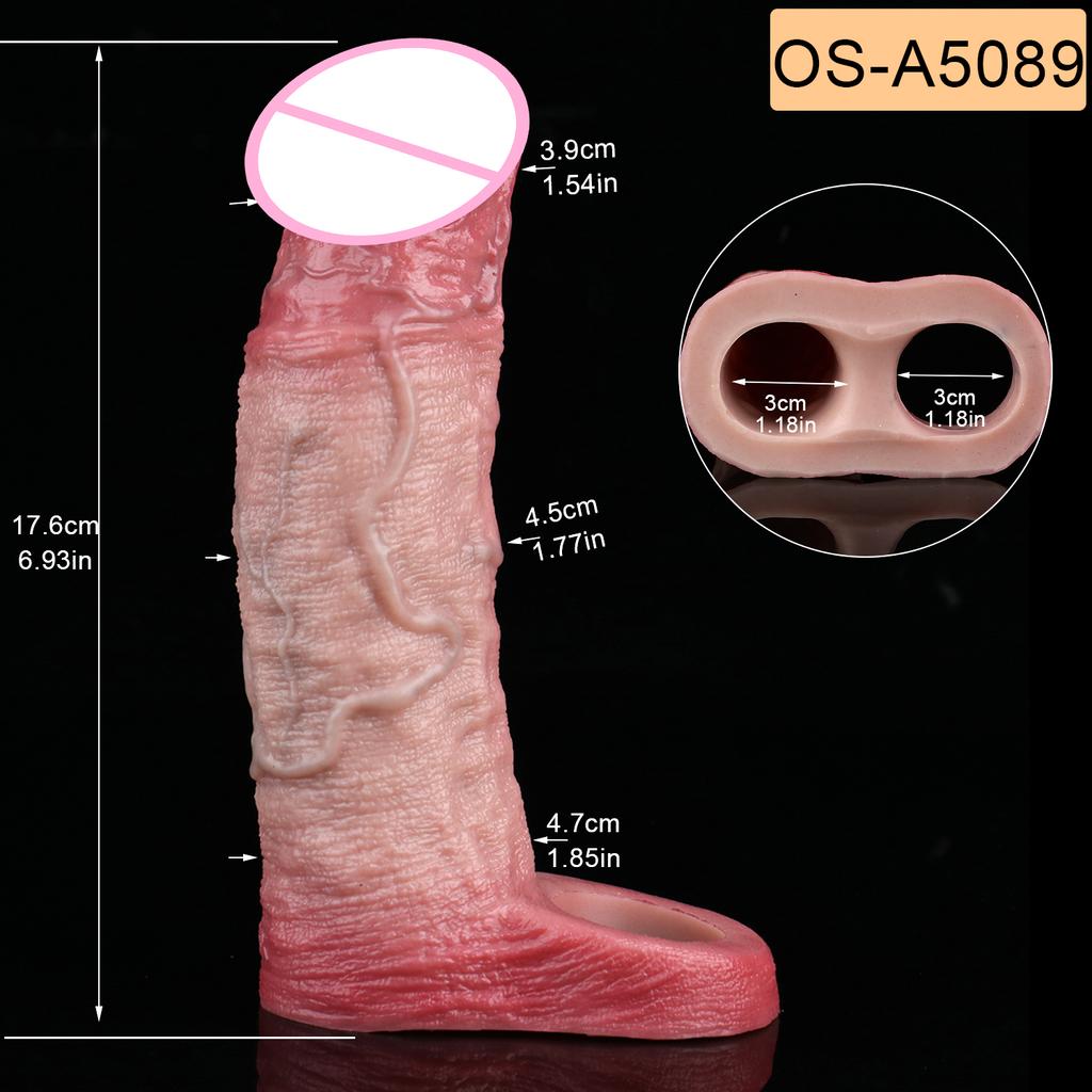 SXXY Real Veins Lifelike Closed Head Penis Sleeve For Men Dick Enlargement Silicone Reusable Condom Sex Products For Adult