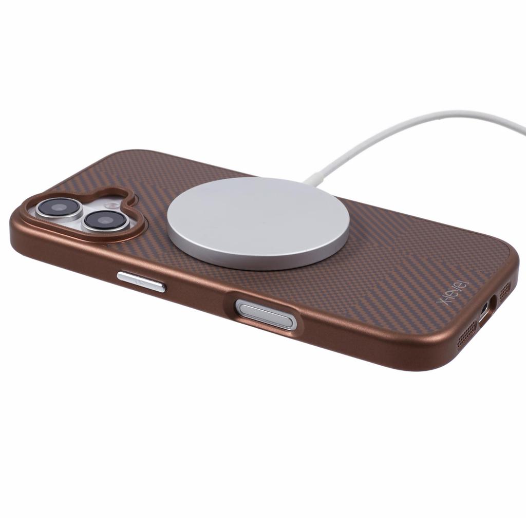 X-LEVEL For iPhone 16 Magnetic Case Hard PC Phone Cover Carbon Nano-Fiber Texture