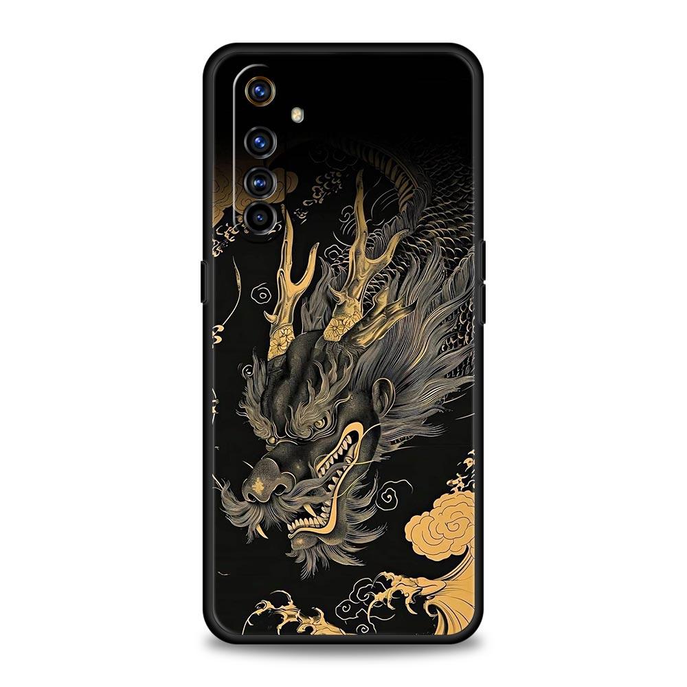 

Chinoiserie Loong Flower Dragon Case For Realme C67 C63 C55 C53 C35 C25 C21 GT 2 3 5 6 10 11 12 13 Pro Plus Soft TPU Phone Cover Realme GT2