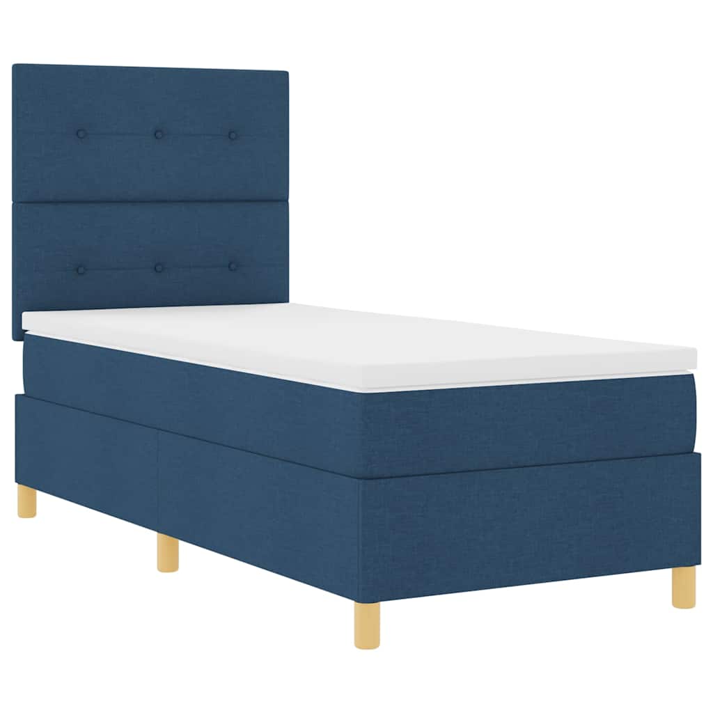 Box Spring Bed with Mattress and Headboard Blue 80 x 200 cm Fabric