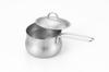 Yoshikawa YJ3674 Stainless Steel Double-ended Milk Pan for Gas Fires, 12cm, 830ml, with Spouts On Both Sides, and Lid