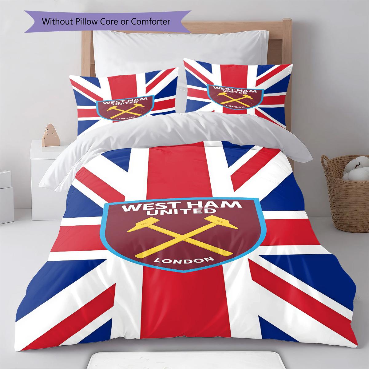 

West Ham logo Bedding Quilt Set Quilt Cover Pillowcase Home Decoration Birthday Gift (1 * duvet cover + 2 * pillowcase, without core) 135x200cm