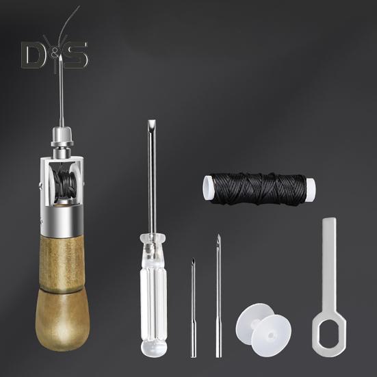 Juego de leznas de costura de cuero Cosedor manual Kit de herramientas de reparación de cuero con agujas Llave Destornillador Herramienta de costura a mano para cuero Tejido grueso Cuero DIY
