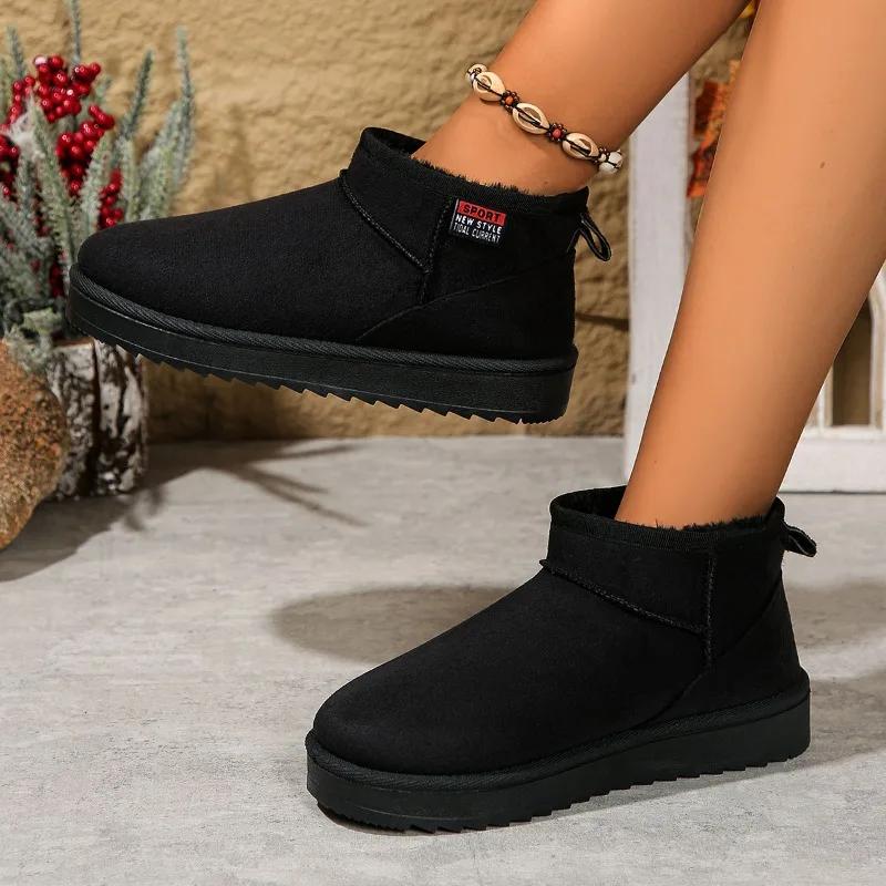 Winter Women Short Plush Warm Snow Boots Casual Shoes  New Suede Fur Chelsea Ankle Boots Flats Platform Ladies Shoes Botas