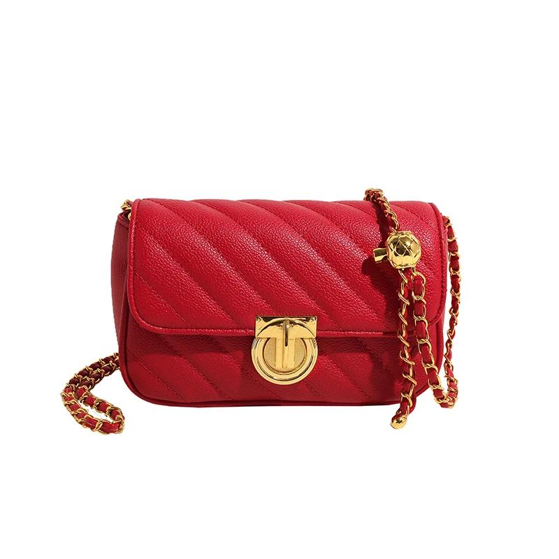 Сумки через плечо из искусственной кожи с цепочкой для женщин