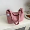 Korean Style Corduroy Shoulder Bag Solid Color Women Tote Bag Portable Crossbody Bag  Women