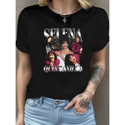 WomenS Selena Quintanilla Tribute TShirt Latin Pop Music Icon Vintage Singer Fan Merch Casual Wear Tee Trendy Graphic Tee