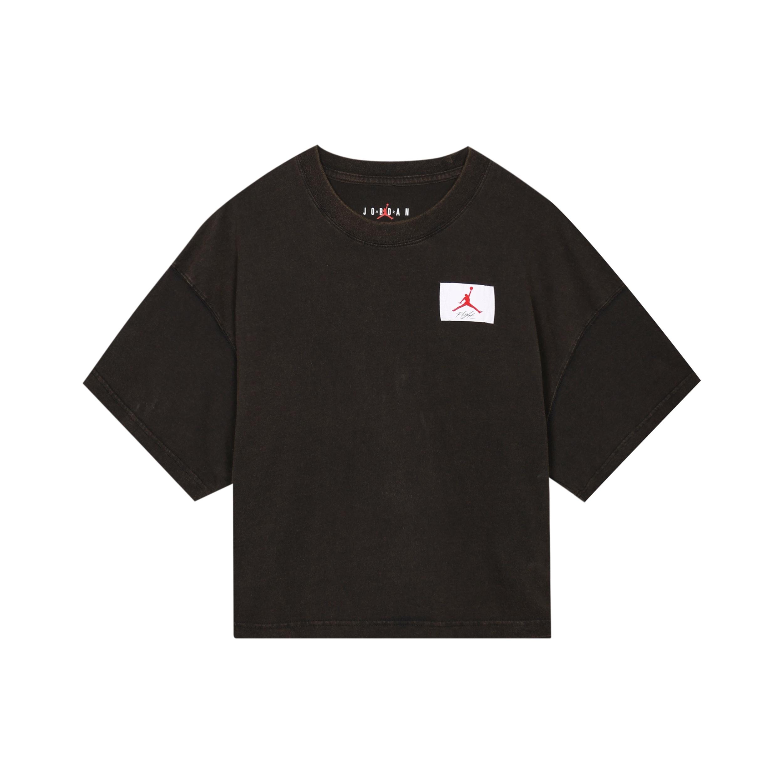 (WMNS) Air Jordan Essentials Boxy Logo Loose Sports Short Sleeve Black Women s CZ4140-010 XL