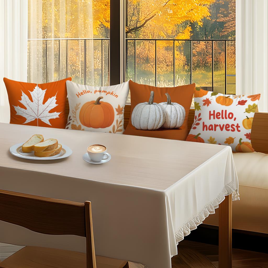Home Decor Hello Pumpkin & Harvest Fall Pillows Pattern Cushion Cover Suitable For Sofa Bedroom Car Pillow Cover